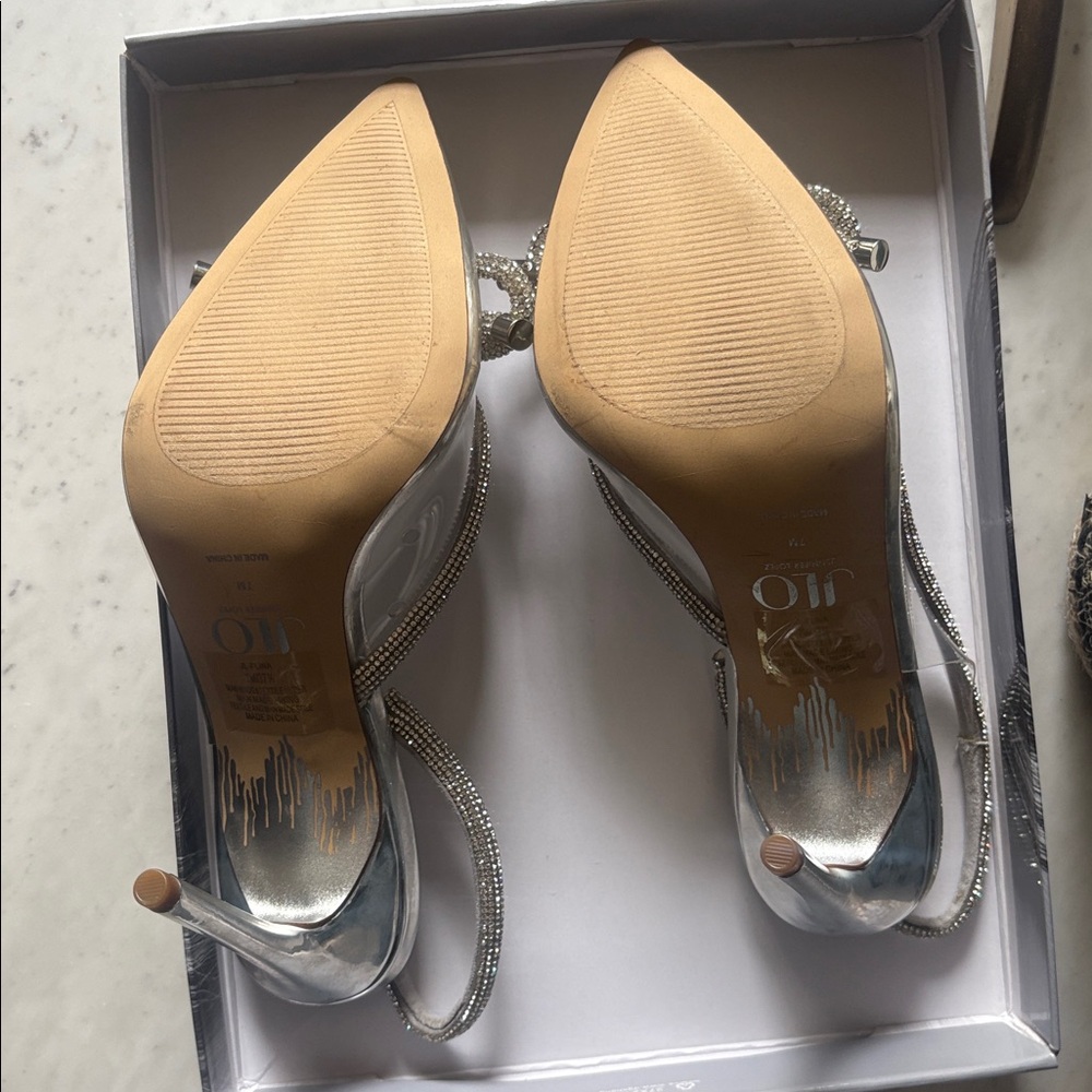Jennifer Lopez Flina clear bow embellished party high heels sling back size 7 - Picture 5 of 8